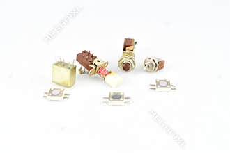 Radio components, vintage, push-button switches, keyboards, relays