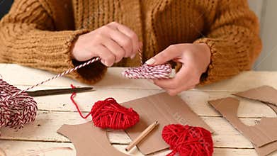 Creating Red Woollen Heart