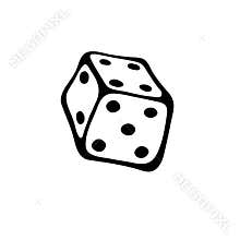 Doodle outline cube by black contour for table game