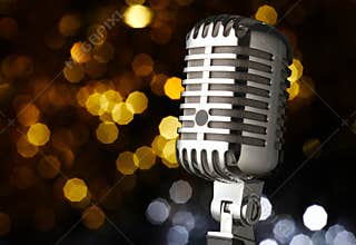 Vintage microphone on stage