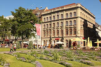 Latvia. Riga. Fitinghof`s house and Livu square