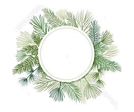Christmas plant vector circle border with fir and pine branches, evergreen wreath and corners frames. Foliage illustration