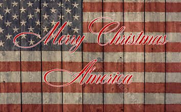Merry Christmas America flag greeting