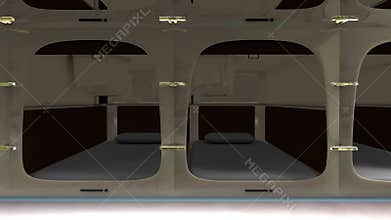 Japan capsule hotel, accommodation.
