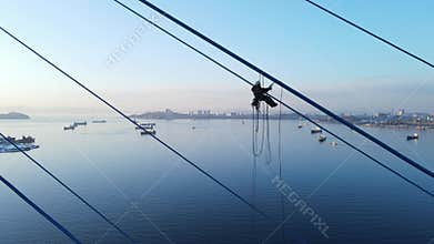Russian bridge across the Eastern Bosphorus Strait in Vladivostok