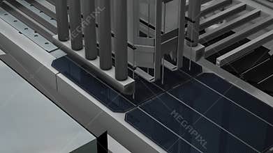 Solar panel production assembly line.