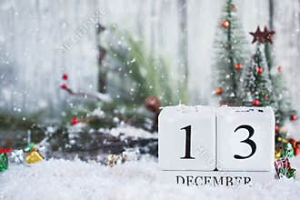 December 13th Calendar Blocks with Christmas Decorations