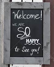 Welcome Sign, Chalkboard, Happy to See You