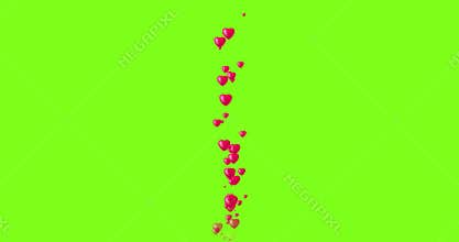 Stream of animated hearts flying up