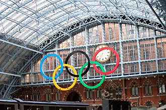 Olympic rings at St Pancras Rail Station