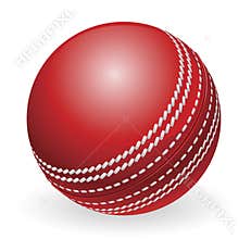Shiny red traditional cricket ball
