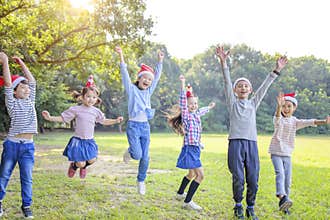 Happy children having fun in christmas party