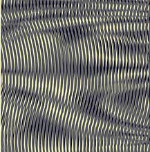 Abstract futuristic background with striped wavy texture in grey gold halftones.