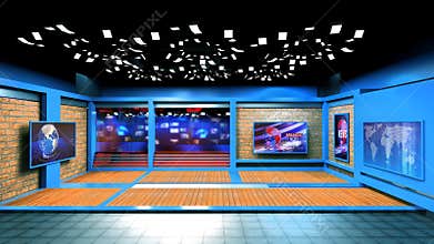 3D Virtual News Studio Background