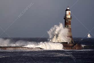 Roker Lighthouse and pier