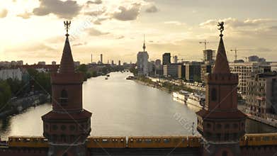 View of Berlin through Oberbaum Bridge
