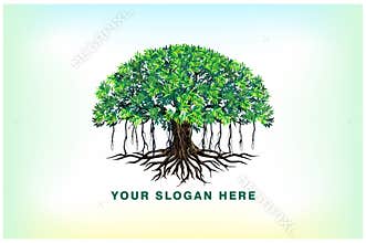 Banyan tree and roots logo