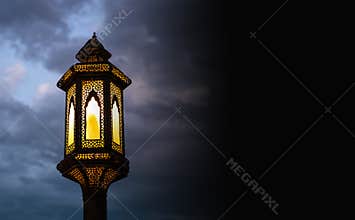 Eid al fitr and Ramadan concept with traditional arab lamp