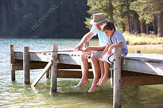 Grandad and grandson fishing