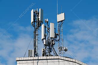 5G Cell Towers on sky background