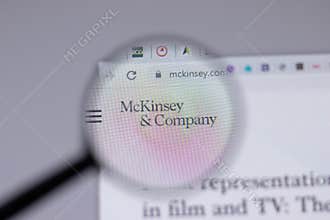New York, USA - 18 March 2021: McKinsey company logo icon on website, Illustrative Editorial