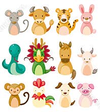 12 animal icon set,Chinese Zodiac animal