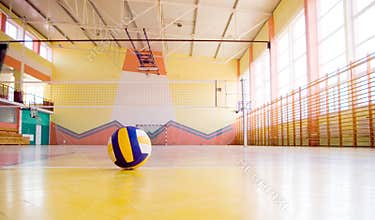 Volleyball in a gym.