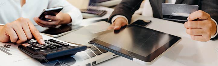 Businesswoman hand using smart phone at office in sun light