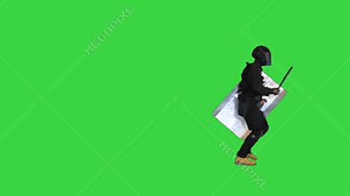 Special-purpose Unit of the army and police running by on a Green Screen, Chroma Key.