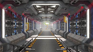 Spaceship Corridor Loop with HUD Display