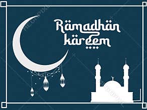 Best Ramadhan kareem banner or greeting card with crescent, ramadhan lamp and mosque illustration