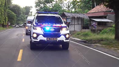 Indonesia police car patrol footage