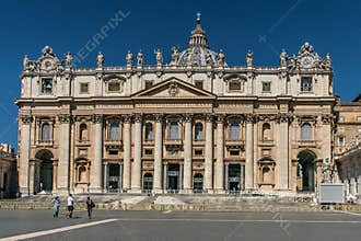 St. Peter`s Basilica Vatican Rome Italy, front view at daytime