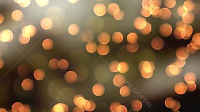 Abstract isolated blurred festive yellow-orange lights with bokeh. Sparkling circular stars motion 3D animation.