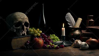 Still Life Arrangement In Classical Painting Style