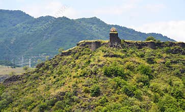 Ruins of Kayan Berd fortress on the hill in Armenia