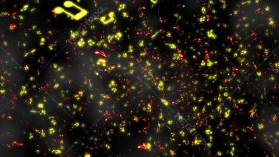A lot of musical notes floating in the space.