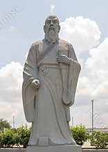 Sun Tzu stone statue in Chinatown in Richardson, Texas.