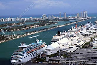Cruise ships at Miami port