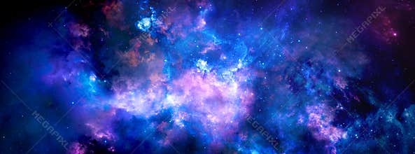 Cosmic background with shining stars and bright nebulae