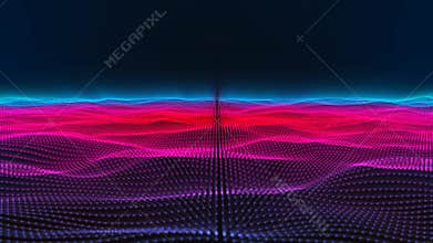 Colorful digital particle wavy animate background