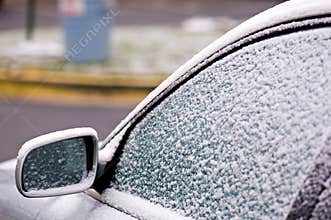 Ice and snow on car