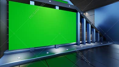 3D Virtual News Studio Background, 3d rendering