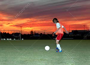 Soccer at sunset