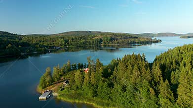 Aerial drone footage from the archipelago at the High Coast in northern Sweden