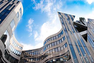 Dusseldorf - modern buildings, Libeskind architecture in Koe-Bogen, Koe Bow