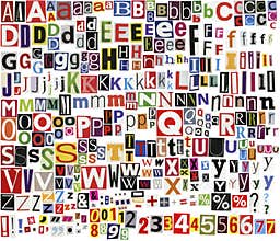 Newspaper clippings alphabet