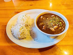 Close up shot of Louisiana style Cajun food