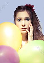 Gir with balloons