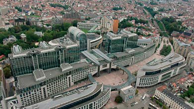 Top View of European Parliament Building in Brussels, Capital of Belgium, EU